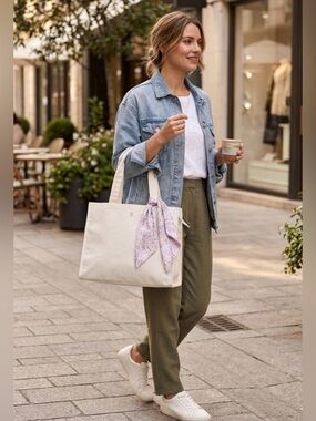 Victoria’s Secret Floral Embossed Jacquard Tote Bag with Satin Scarf WinterWhite